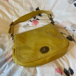 Yellow Leather Coach Bag